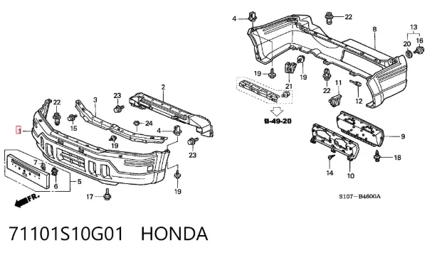 Передній бампер 71101S10G01 Honda
