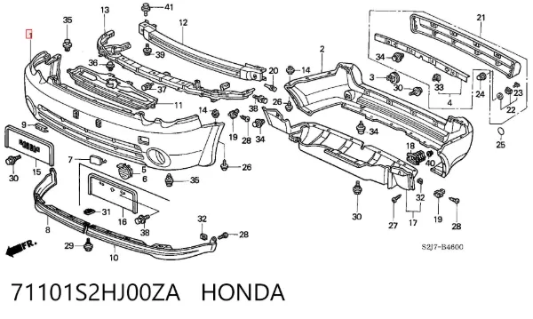 Передній бампер 71101S2HJ00ZA Honda