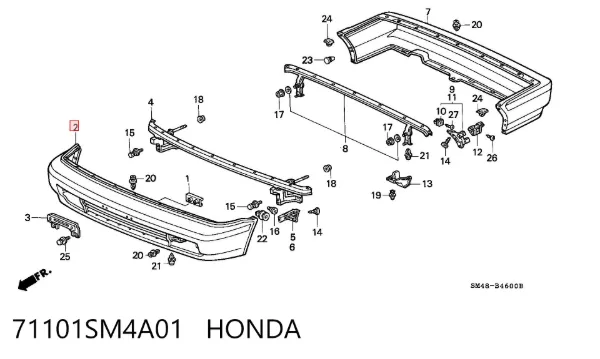Передній бампер 71101SM4A01 Honda