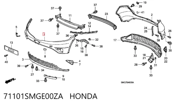Передній бампер 71101SMGE00ZA Honda