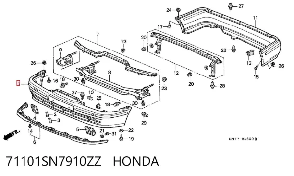 Передній бампер Honda Accord V