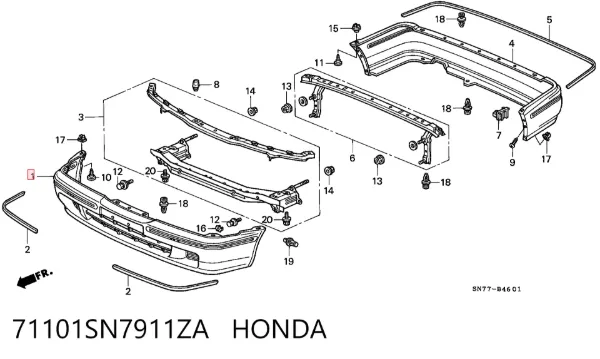 Передній бампер Honda Accord V