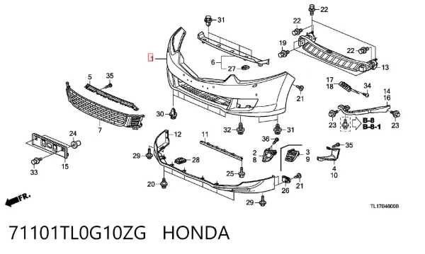 Передній бампер 71101TL0G10ZG Honda