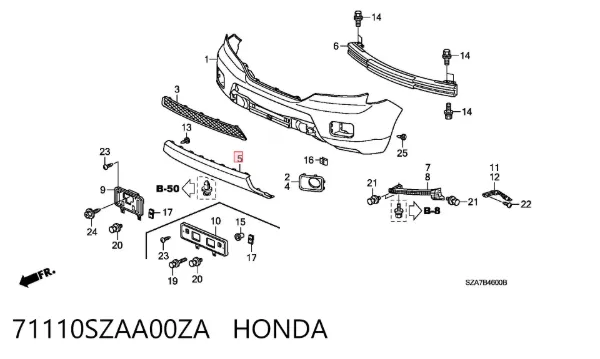 Накладка бампера переднього 71110SZAA00ZA Honda