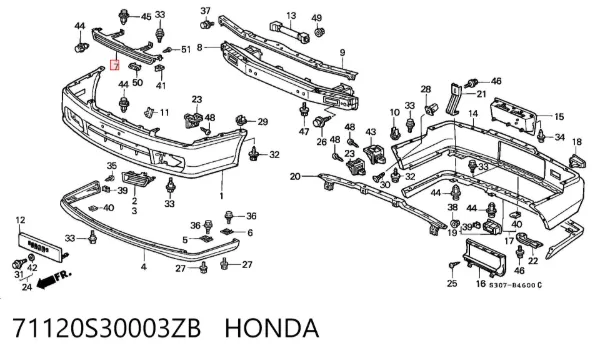 Решітка радіатора 71120S30003ZB Honda