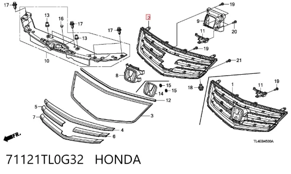 Решітка радіатора 71121TL0G32 Honda