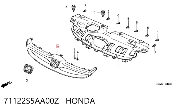 Решітка радіатора 71122S5AA00Z Honda