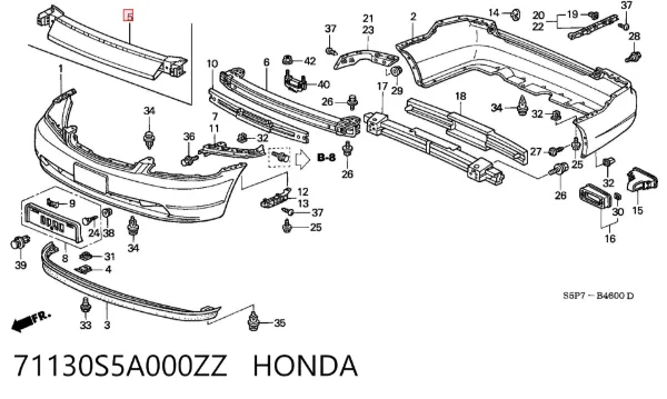 Підсилювач бампера переднього 71130S5A000ZZ Honda