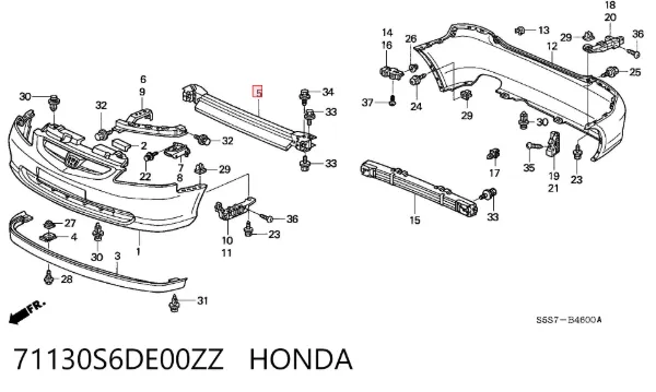 Підсилювач бампера переднього 71130S6DE00ZZ Honda
