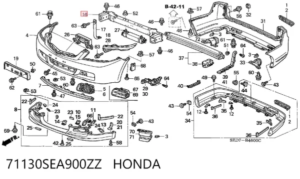 Підсилювач бампера переднього Honda Accord VII