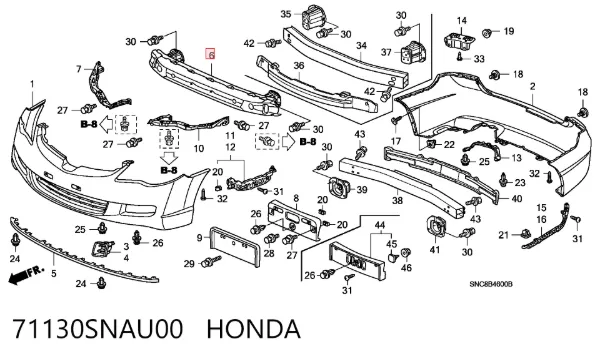 Підсилювач бампера переднього 71130SNAU00 Honda