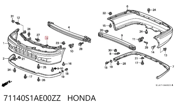 Підсилювач бампера переднього Honda Accord VI