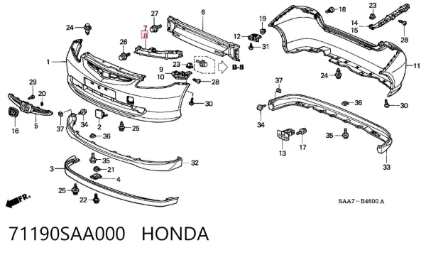 Кронштейн бампера переднього, лівий 71190SAA000 Honda