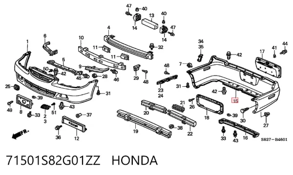 Задній бампер 71501S82G01ZZ Honda