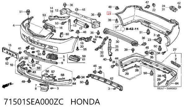 Задній бампер 71501SEA000ZC Honda