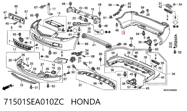Задній бампер 71501SEA010ZC Honda