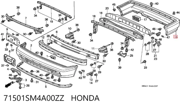 Задній бампер 71501SM4A00ZZ Honda