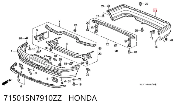 Задній бампер 71501SN7910ZZ Honda