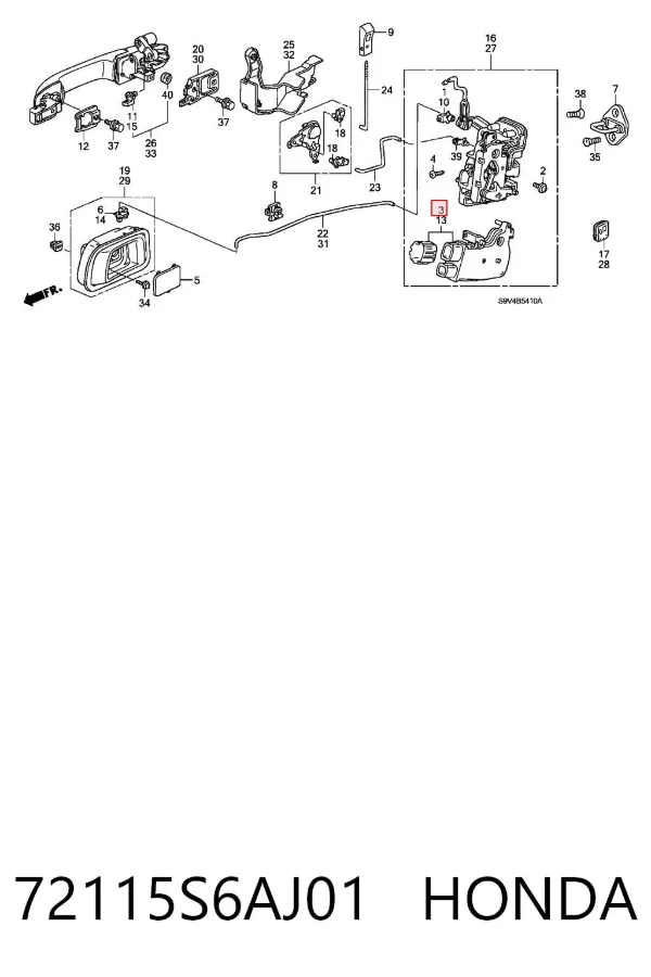 Замок дверки правої передньої 72115S6AJ01 Honda