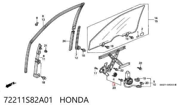 Механізм склопідіймача двері передньої, правої Honda Accord VI