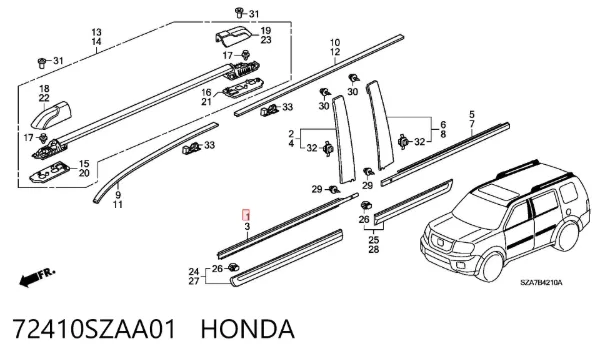  72410SZAA01 Honda