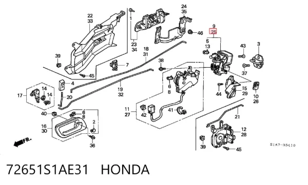 Замок задньої двері, лівої 72651S1AE31 Honda