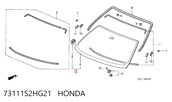 Лобове скло 73111S2HG21 Honda