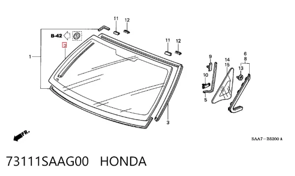 Лобове скло 73111SAAG00 Honda
