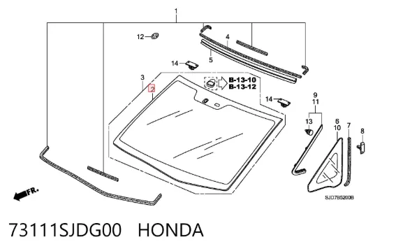 Лобове скло 73111SJDG00 Honda