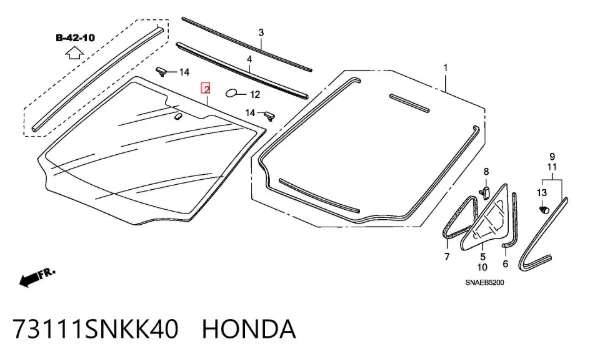 Лобове скло 73111SNKK40 Honda