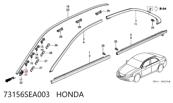 Пістон (кліп) кріплення підкрилки переднього крила 73156SEA003 Honda