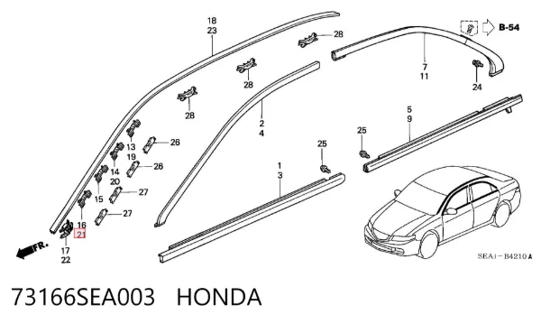 Пістон (кліп) кріплення підкрилки переднього крила 73166SEA003 Honda