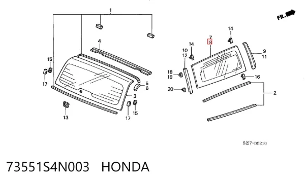 Скло багажного відсіку, ліве 73551S4N003 Honda