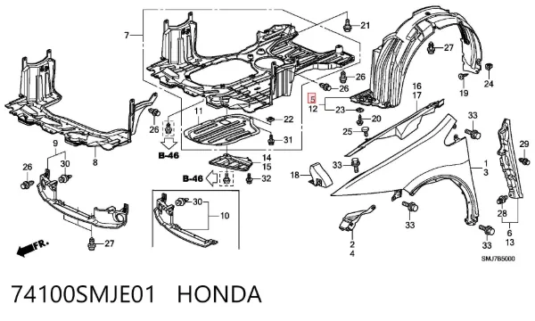 Підкрилок передній правий Honda Civic VIII