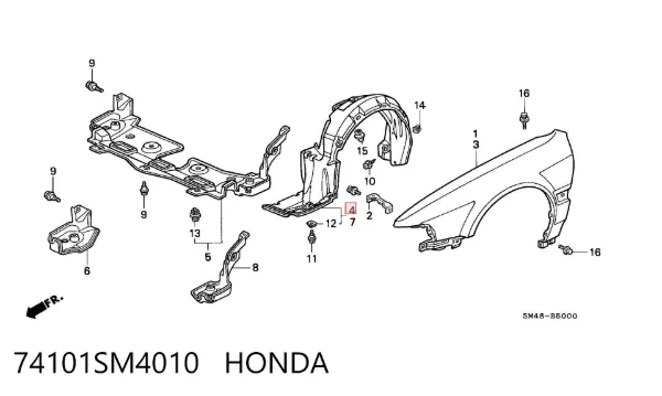 Підкрилок передній правий Honda Accord IV