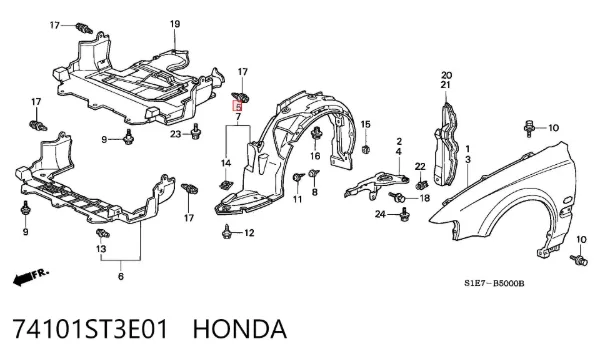 Підкрилок передній правий 74101ST3E01 Honda