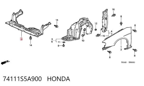 Захист двигуна передній 74111S5A900 Honda