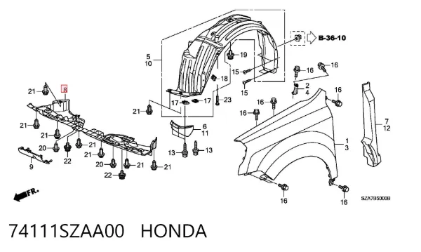 Захист двигуна передній 74111SZAA00 Honda