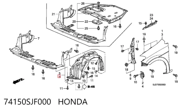 Підкрилок передній лівий 74150SJF000 Honda