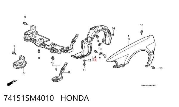 Підкрилок передній лівий Honda Accord IV