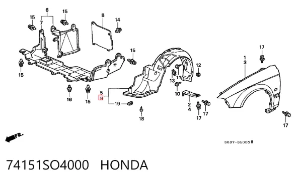 Підкрилок передній лівий 74151SO4000 Honda
