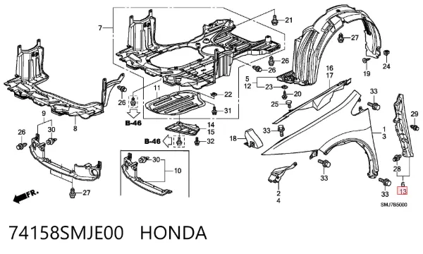  74158SMJE00 Honda
