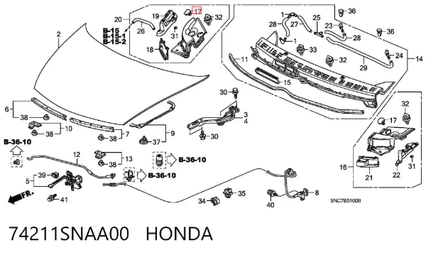 Заглушка болта кріплення жабо 74211SNAA00 Honda