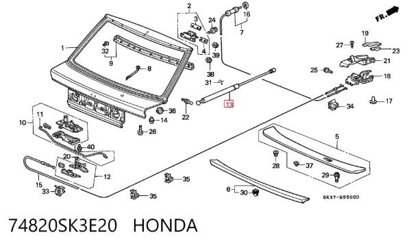 Амортизатор багажника 74820SK3E20 Honda