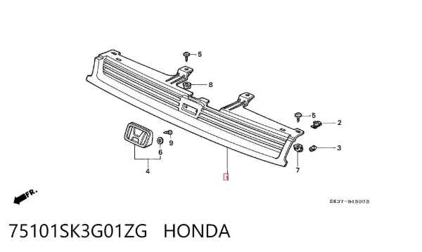 Решітка радіатора 75101SK3G01ZG Honda