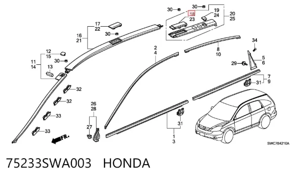  75233SWA003 Honda