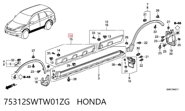  75312SWTW01ZG Honda