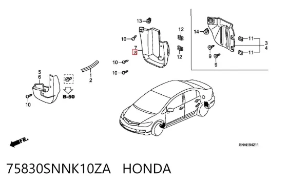  75830SNNK10ZA Honda