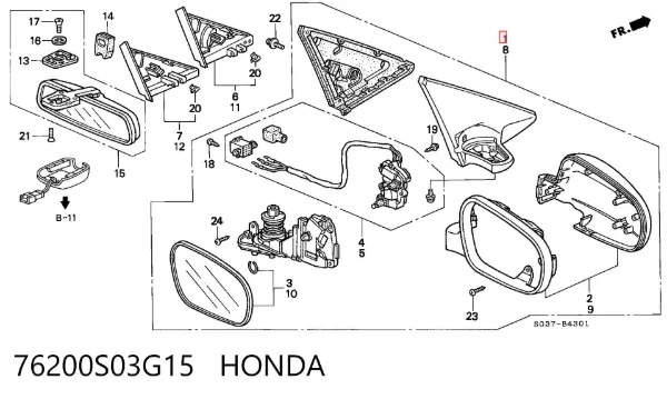 Дзеркало праве 76200S03G15 Honda