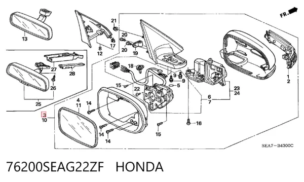 Дзеркало праве 76200SEAG22ZF Honda
